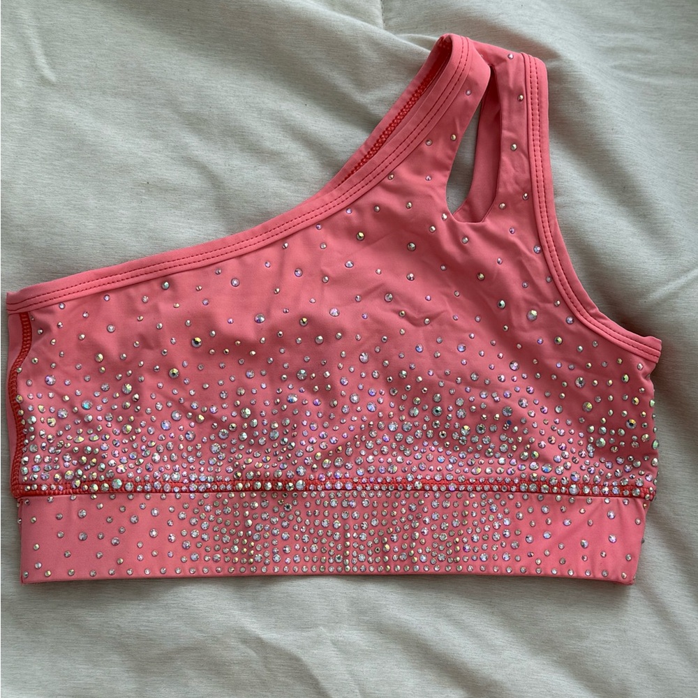 Pink Rhinestone Embellished Women's Top